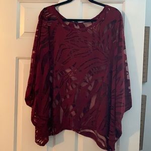 Lane Bryant sheer burgundy top 22/24